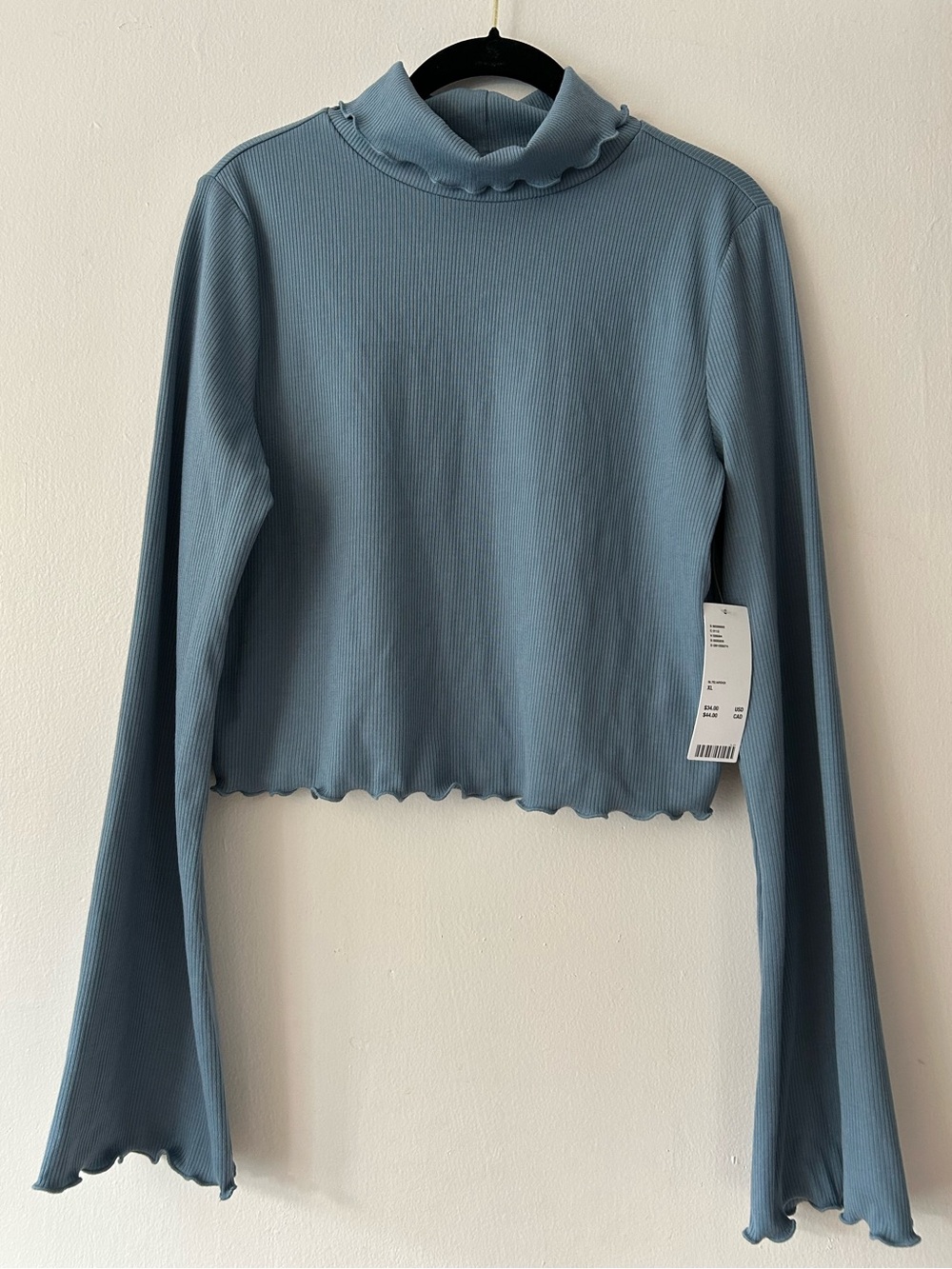 Cropped Turtleneck Bell Sleeve and Lettuce Trim